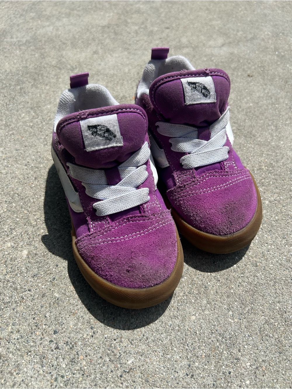 Vans Kids Purple Suede Skate Shoes with White Accents size 10